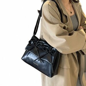 Sweet Bowknot Satchel Euro-America Solid Chic Shoulder Bag Women's Pu Leather Fi Handbag Högkvalitativ klassisk Crossbody Bag N8IR#