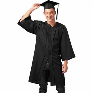 unisex Adult Graduati Gown Cap Halen Cosplay School Uniform College Bachelor Costume University Ceremy Frt Zipper Robe B4lp#