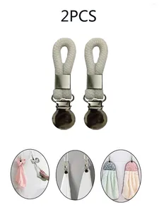 Askılar 2pcs Havlu Klipsleri Metal Kelepçe ile Örgülü Pamuk Döngü Çok Amaçlı Kancalar Çoraplar Kıyafetler Askı Mutfak Ev Depolama