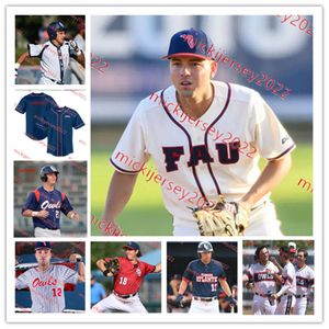 Maglia da baseball Florida Atlantic Owls Brandon Smith Braden Ostrander Danny Trehey Dawson Ball Max Martzolf Marc Degusipe Maglie FAU cucite su misura