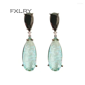 Brincos pendurados FXLRY criativo gota de água forma parafuso prisioneiro natureza pedra com vidro cristal zircona cúbica festa moda jóias