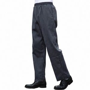 Kock Pants Restaurant Kitchen Work Uniform Pants Butts / Elastic Trousers Hotel Food Service Byxor med fickor J77C#