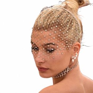 Kort elegant ansikte netmask pannband bröllop fascinator brud ansikte slöjor hår accores kvinnor hår båge fågeln slöja o2ur#