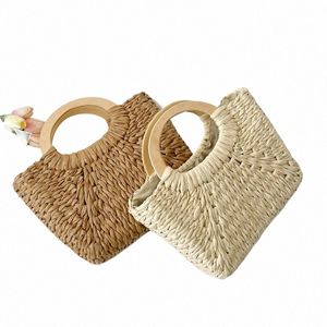 Gusure Rattan Basket Top Handle Borse Donna Borsa di paglia Borsa di grande capacità Summer Beach Borse a tracolla femminili Shopper Totes H0qw #