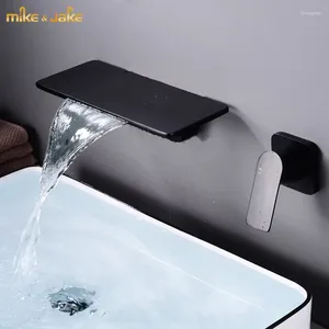 Bathroom Sink Faucets Matte Black Wall Basin Faucet Bath Waterfall Mixer And Cold Water Tap Style White