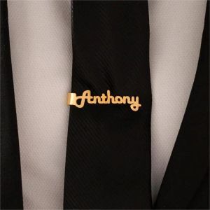 Clips Personalisierung Name Krawattenclip für Männer Custom Edelstahl Tie Bar für Ehemann Bestman Groomsmen Hochzeit Schmuck Geschenk