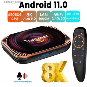 Set Top Box Transspeed Android 11 Amlogic S905X4 TV Box Dual WiFi 32G 64GB BT4.0 4K 8K 3D 1000M Receptor de TV rápido Media Player Set Top Box Q240330