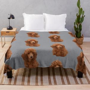 Blankets Cute Adorable Red Poodle Puppy Throw Blanket Flannel Fabric Decorative Comforter Bed Plaid