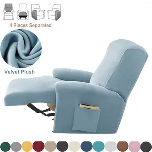 Chair Covers 1 Seater Stretch Velvet Recliner Sofa Cover Lazy Boy Armchair Elastic Single Slipcovers For Living Room Solid Color