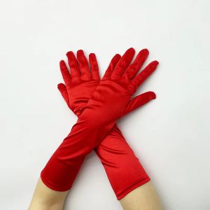 Women's Gloves Mid Length Gloves Winter Adult Sunscreen Gloves Fashion Stretch Satin Long Spandex Etiquette Gloves A592