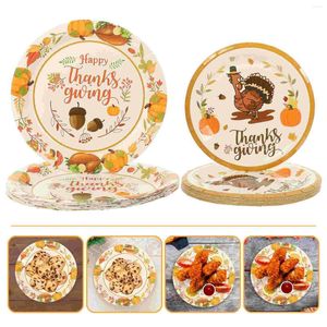 Disposable Dinnerware 32 Pcs Thanksgiving Dinner Plate Cake Table Cloth Paper Napkin Hawaiian Gathering Fruit Decor Dishes