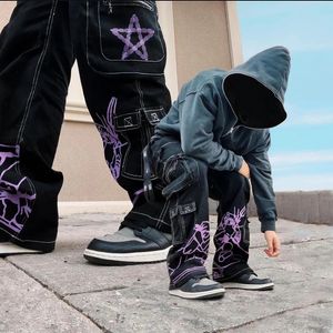 Y2K cargo pants men Harajuku baggy jeans streetwear women Gothic hip hop fashion models printed Vintage Loose 240311