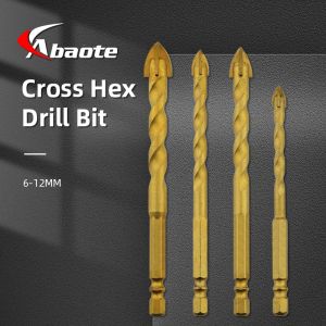 Abaote Cross Hex Drill Set Set Saw Triangle Dloy Drill 6-12 мм для стеклянного цементного металлическо