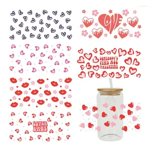 Window Stickers UV DTF Sticker Love Theme For The 16oz Libbey Glasses Wraps Cup Can DIY Waterproof Easy To Use Custom Decals D7835