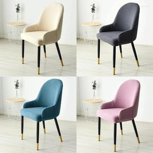 Chair Covers 1/2/4/6pcs Polar Fleece Dining Cover Elastic All-inclusive Solid Color Curved Back Slipcovers Furniture Protector