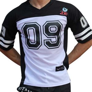Herrt-shirts kortärmad baskettröja med snabb torkning och andningsförmåga nummer 09 Vest Sports Gym V-Neck unisex Mens T-shirt J240330
