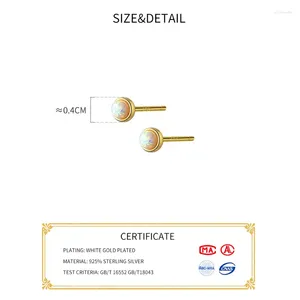 Stud Küpe Ponykiss Gerçek 925 STERLING Gümüş Yuvarlak Boncuk Opal 18K Altın Plaka Moda Kadınlar İçin Klasik Minimalist Fine Mücevherat