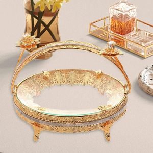 Dekorativa figurer Lyxiga frukter som serverar Tray Gold Candy Snack Trays Food Storage Container för bänkskivor Centerpiece Holiday Desktop