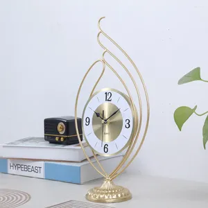 Tischuhren Europäischen Stil Gold Eisen Desktop Uhr Kreative Sockel Wohnzimmer Studie Pendel Ornamente