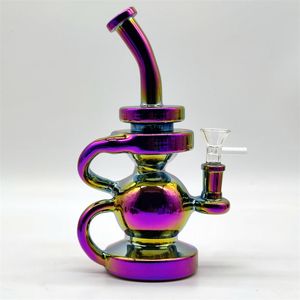 2024 Multi Color Colorido Vidro Roxo 9 Polegada Bongos De Vidro Tubulação De Água Bong Tabaco Fumar Tubo 14mm Tigela Dab Rig Recycler Bubbler Pipes