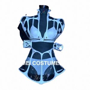 new Design Future Perspective Leather Line Gogo Sexy Performance Clothing Roaming Tour Future Scifi Dance performance Set 68i4#