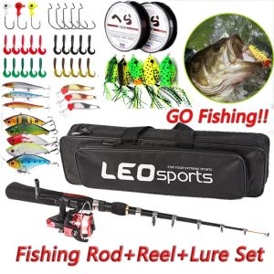 Combo Fishing Rod Full Kits 1.6M Telescopic Sea and Spinning Reel Baits Lure Tackle Travel Fishing Gear Accessories Bag 6 Optional Set