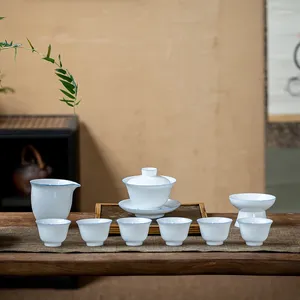 TEAWARE SETS Sweet White Porcelain Tea Set Chinese Office Gäster Keramiska omslag Simple Small