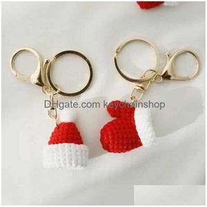 Keychains & Lanyards 2Pcs Cute Knitting Christmas Collection Keychain Creative Knitted Glove Keys Weaved Keyrings For Bag Accessories Dhiv0