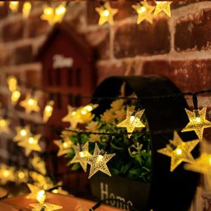 Solar Star String Lights Outdoor Waterproof LED Solar Powered Fairy Lights For Christmas Patio Garden Yard Veranda Wedding Decor
