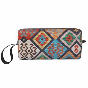 carino vintage turco Kilim borsa da toilette da viaggio persiano tribale boemo arte etnica trucco borsa cosmetica bellezza storage Dopp Kit g6uv #