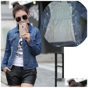 Womens Jackets Spring Autumn Winter Female Jacket Fashion Women Bomber Wool Lining Denim For Warm Jeans Coat Drop Delivery Apparel Clo Dhano