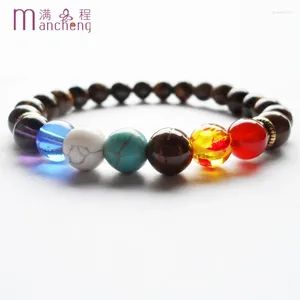 Bracciale Strand 7 Chakra da uomo moda preghiera con perline nere Mala Yoga per donna 2024 lava fine