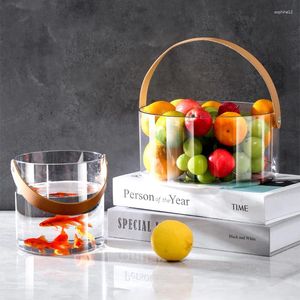 Storage Bottles Creative Ice Bucket Fruit Basket Glass Portable Household Dried Snack Plate Afternoon Tea Boutique