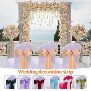 Stol täcker 10st DIY Satin Ribbon Back Cover Romantiska bågar Dekorationer för bröllopsbankettparty Event El Supplies