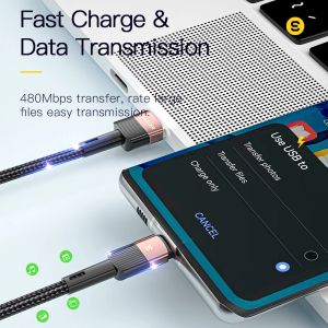 Essager 7a USB-тип C Кабель C для Realme Huawei P30 Pro 66W Fast Зарядка Wire USB-C Зарядное устройство для зарядного устройства для Samsung OnePlus Poco F3