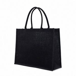 Jute Tote Çanta Çuval Tag, Kadınlar İçin Yumuşak Saplı Çuval Tag Dükkan Çantası F5LR#