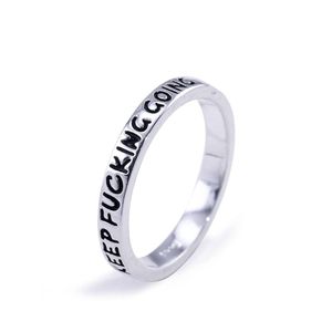 Band Rings Fashion Personalized Inspirational Letter Ring Keep Ing Going 925 Sier Gifts For Women Size 6 7 8 9 10 Drop Delivery Jewel Dhgmg