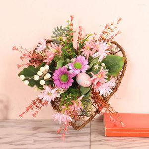 Dekorativa blommor 30x28 cm Garland Spring Daisy Easter Egg Artificial Door Ornaments Pink Heart Wreath Ivy