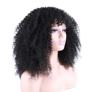 Black Afro Curly Synthetic Hair Wigs for Black Women Short Hairstyles Kinky Curly Wigs with Bang Black Brown Blonde Hair Wigs