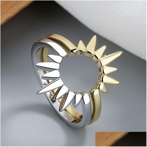 Anéis de banda moda jóias femme ouro sier cor bonito girassol dois em um mtiple métodos de uso anel para entrega de gota dhi5a