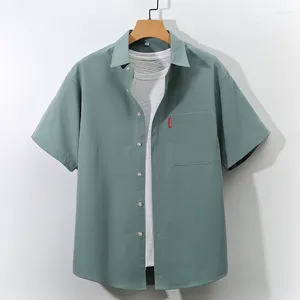 Camicie casual da uomo Manica corta da uomo Moda giovanile Tinta unita T-shirt semplici Estate Taglie forti Top Abbigliamento da lavoro quotidiano Camicia con fibbia