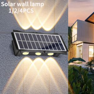 Açık LED Güneş Işıkları Sensörü Su Geçirmez Ev Bahçe Güneş Işığı Duvar Fikstürü Yukarı ve Aşağı Aydınlık Güneş Lambası Harici Duvar Panel