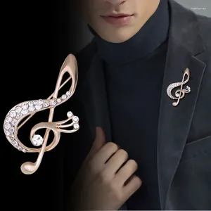 Brosches Tide British Style Women's Badge Men's Note Brosch med Rhinestone Corsage Fashion Suit Accessories