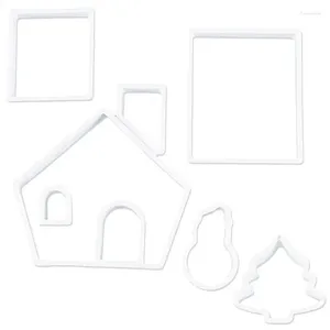 Baking Moulds 7Pcs Christmas House Cookie Cutter Set Mini Snowman Molds Plastic DIY Chocolate Biscuit