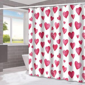 Tende da doccia Tenda da bagno con ganci Resistente all'acqua Formato standard Lavabile in lavatrice Stampa cuore d'amore Curtai di San Valentino