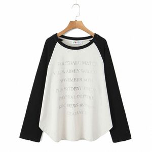 Wykonaj stary blok drukarski kolor Raglan T-shirt Dobra jakość Kobiety plus rozmiar Kobiety jesienne zimowe załoga szyi podstawowe topy e76e#