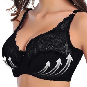 Plus-storlek Kvinnor Scalloped Lace Bra broderi Floral Bralette Underwire Minimizer Bras 3/4 Cups BH Non-Padded Push Up Brassiere