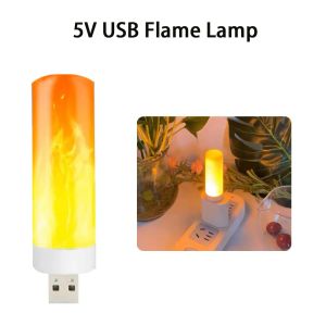 3pcs LED USB Flame Effect Fire Light Flashing Candle Lights Flickering Fire Simulated Lamp for Home Christmas Birthday Party