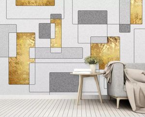 Wallpapers 3D papel de parede murais ouro abstrato geométrico impressão de lona imagem rolo de papel contato personalizar po