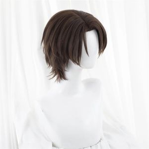 L-Email Wig Sentetik Saç Anime Mavi Kilit Yukimiya Kenyu Cosplay Peruklar Kahverengi 30cm Kısa Silikon Adam Cosplay Isı Dayanıklı Peruk